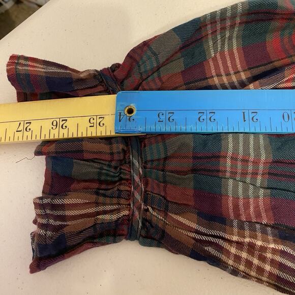 Chaps Women's Blouse Cotton 3X Multicolor Plaid Balloon Sleeve Holiday Western - Picture 4 of 9